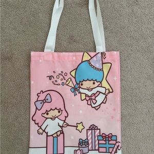 Adorable Twin Star Pink and Blue Canvas Tote Bag